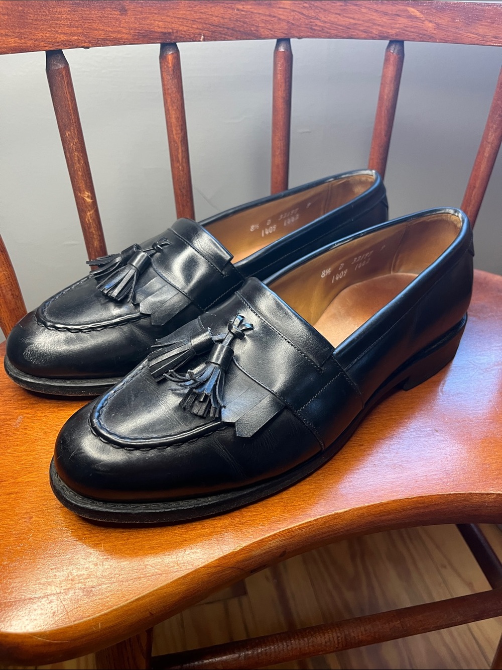 Allen Edmonds Newport Black Leather Kiltie Tassel Loafers Men’s 8.5 EUC